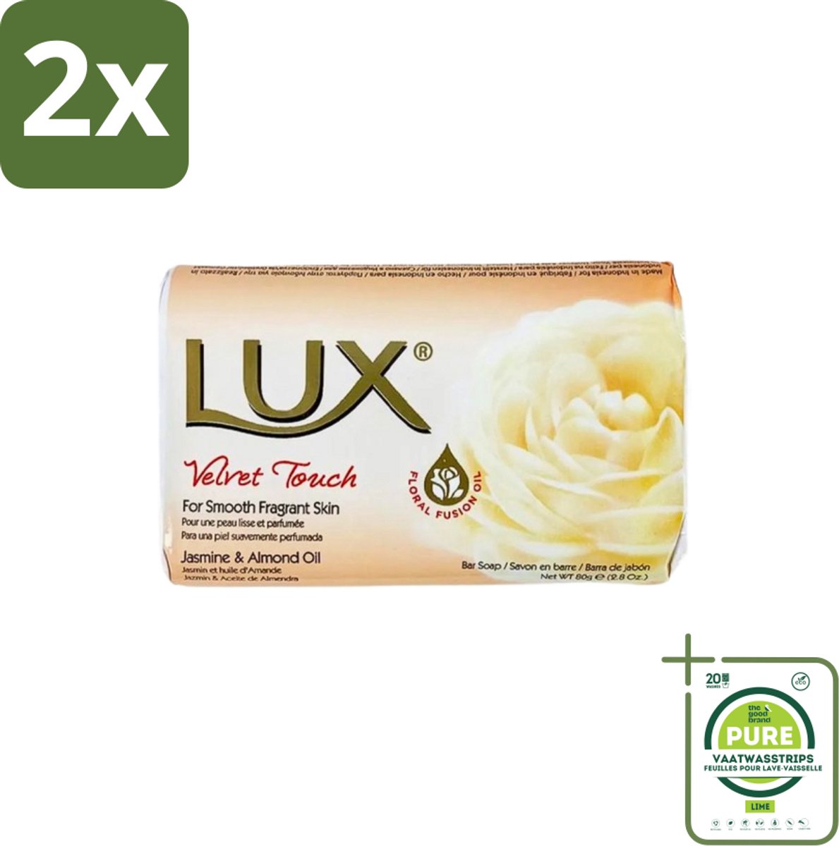 Lux - Zeep - Velvet Touch - Hydraterend - Voor Geurige Huid - 80 g - Voordeelverpakking - 2 stuks - Luxury soap - Velvet touch soap