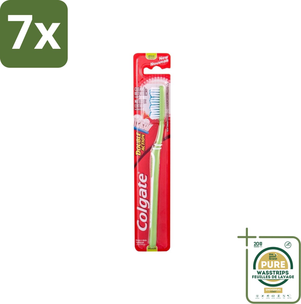 7 x Colgate - Tandenborstel - Double Action Medium - 1 Tandenborstel - Grootverpakking - Tandenborstel - Mondhygiëne - Tandenborstel Medium - Colgate - Tandenborstel Dubbele Actie