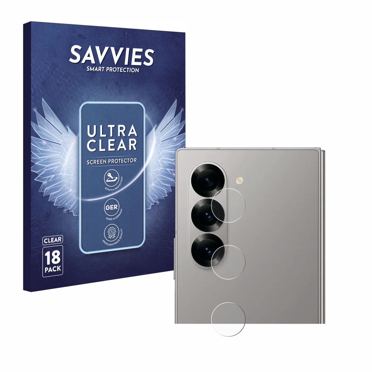 Savvies - Screenprotector voor Samsung Galaxy Z Fold 6 5G (ALLEEN Camera Lens) - Folie Beschermfolie transparant 18 Stuks