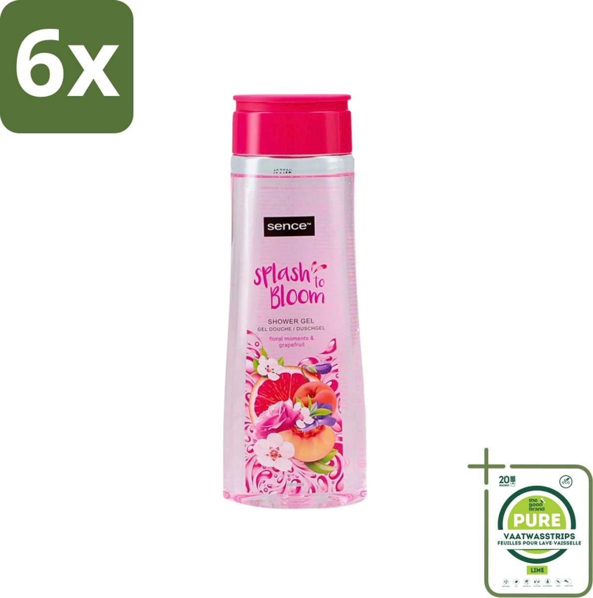 Sence - Floral Moments & Grapefruit - Douchegel - Fris & Fruitig - 300 ml - Voordeelverpakking - 6 stuks - Douchegel - Grapefruit