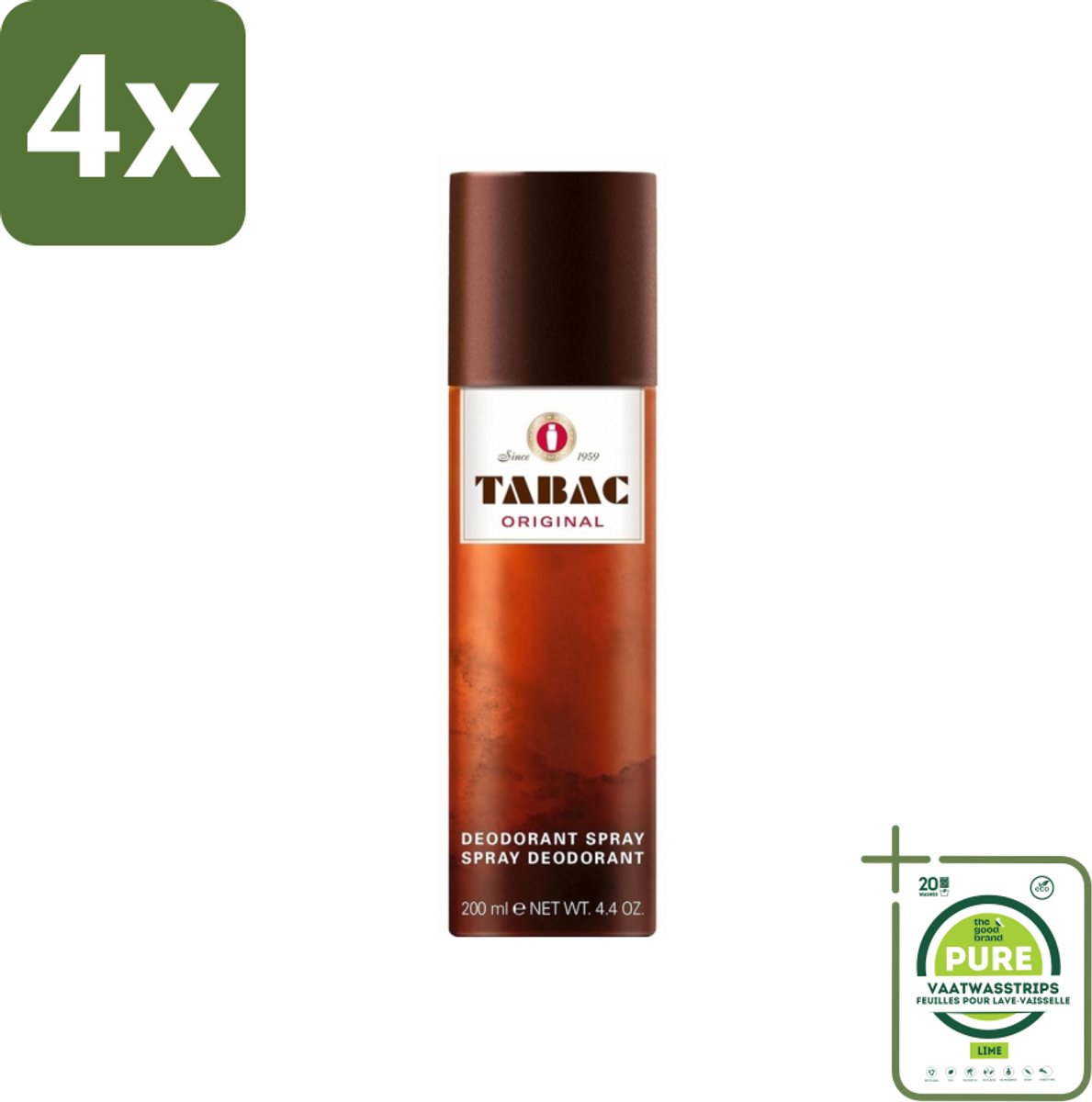 Tabac Original - Deodorant Spray - Anti-transpirant - 200 ml - Voordeelverpakking - 4 stuks - Tabac Original - Anti-transpirant