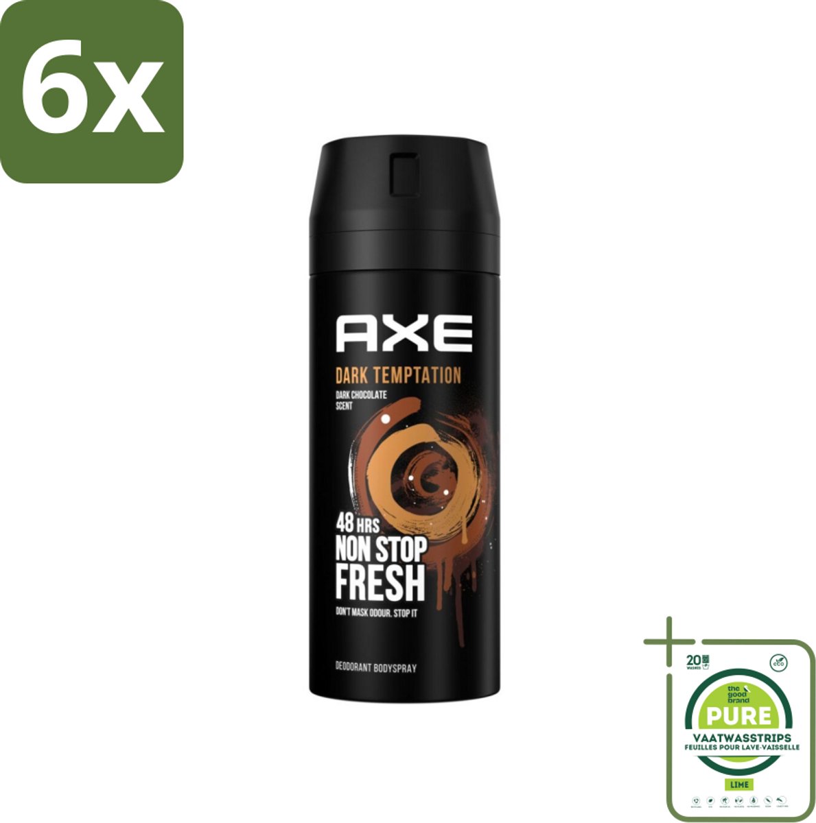 Axe Deodorant Bodyspray Dark Temptation 150 ml - Voordeelverpakking - 6 stuks - Axe Dark Temptation - Deodorant