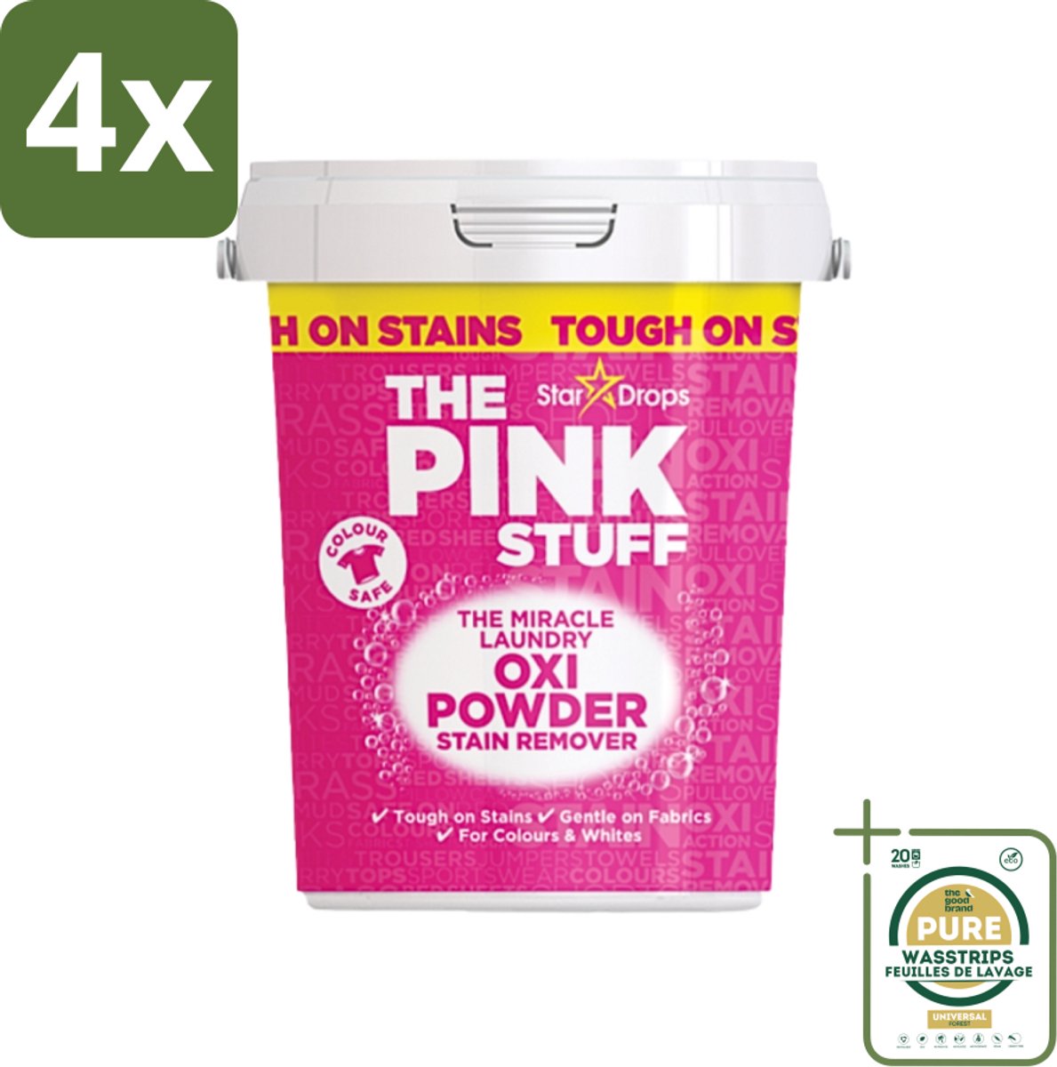 The Pink Stuff - Vlekverwijderaar - Voor Bonte Was - 1kg - Voordeelverpakking - 4 stuks - Vlekken verwijderen - Poeder vlekverwijderaar