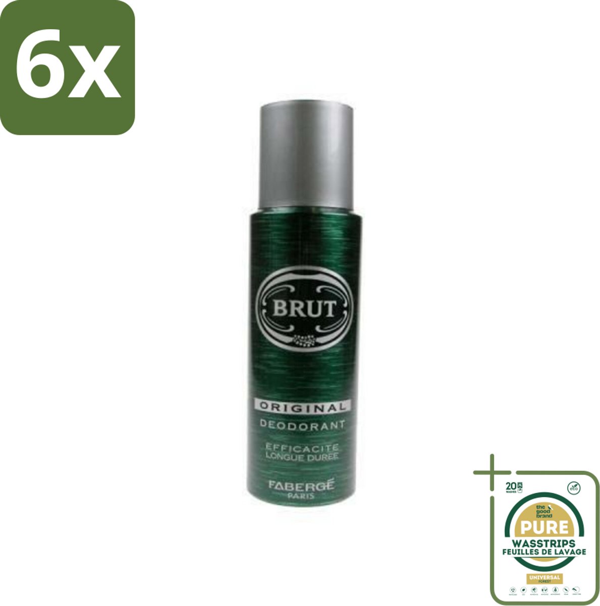 Brut Deospray Original Brut 200 ml - Voordeelverpakking - 6 stuks - Langdurige frisheid - Zweetbevochtiging