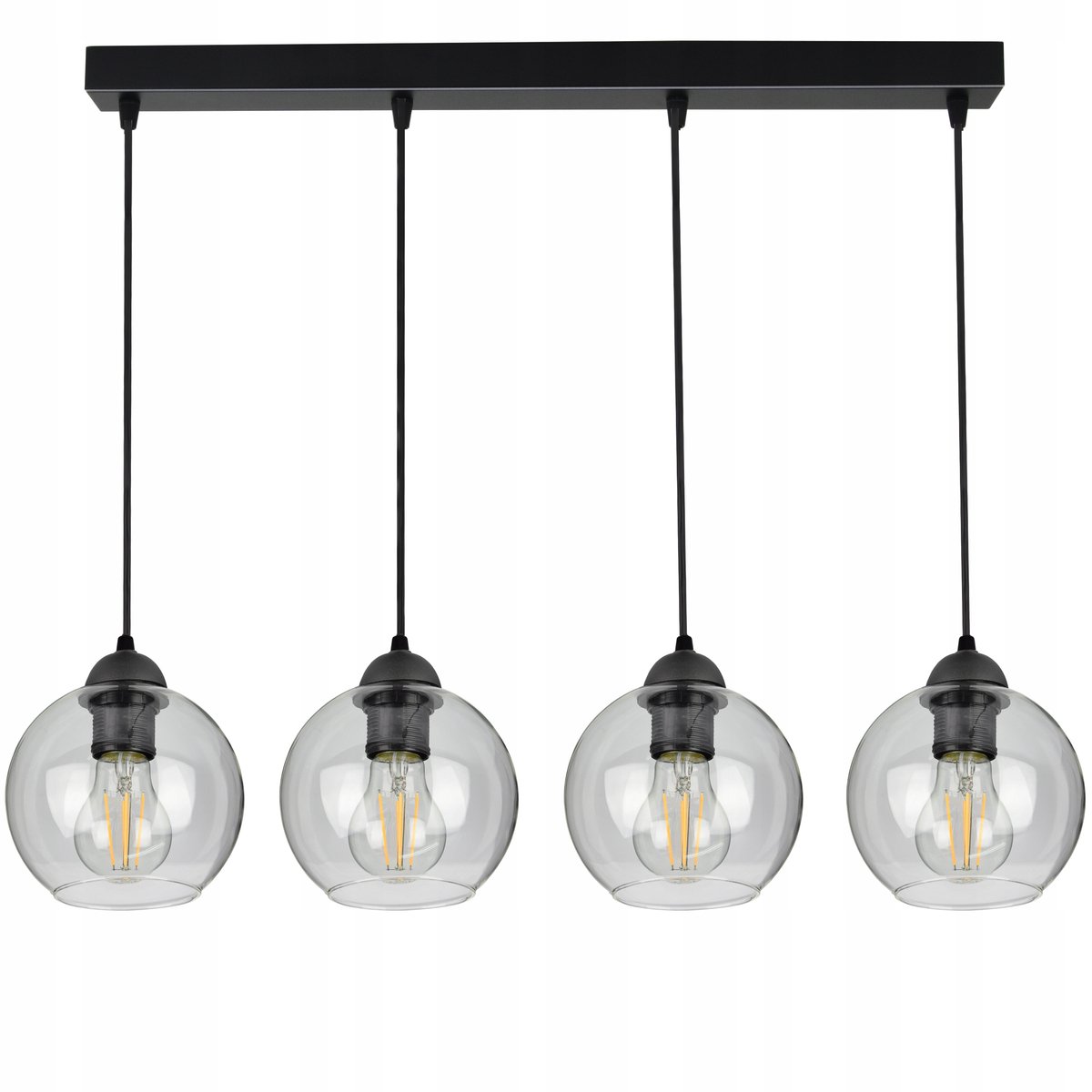 Merkloze Glazen Hanglamp met 4 Kappen - Verstelbare Hoogte