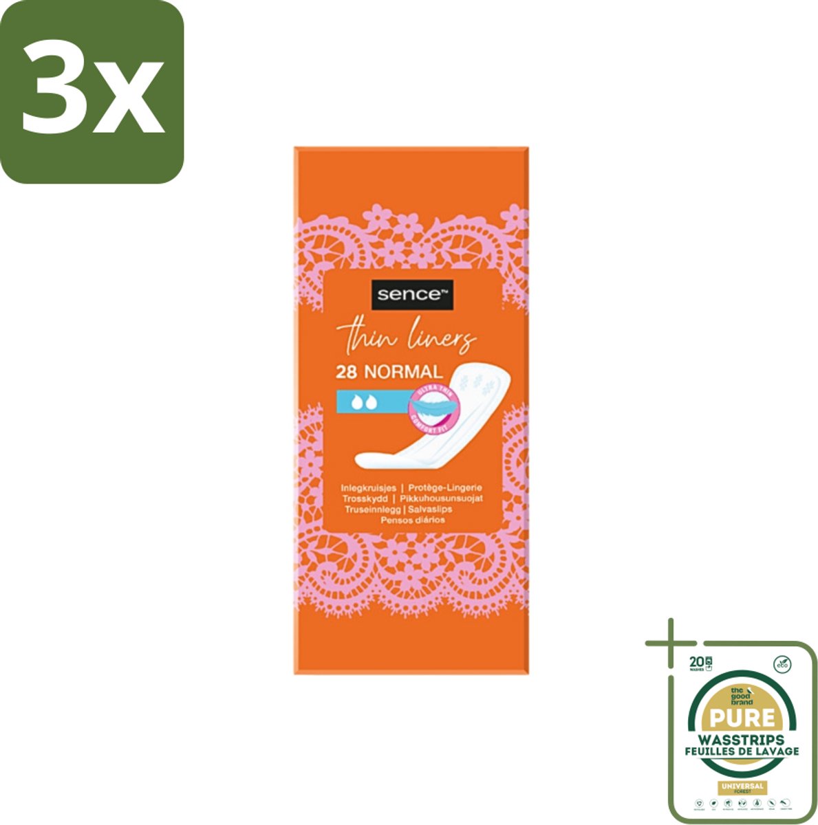 3 x Sence - Normaal - Inlegkruisjes - Dagelijks Comfort - 28 Inlegkruisjes - Grootverpakking - Inlegkruisjes - Dagelijks Comfort - Afscheiding - Menstruatie - Hygiëne