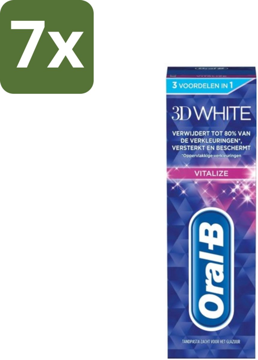 7 x Oral-B - 3D White Vitalize - Tandpasta - Whitening - 75 ml - Tandpasta Whitening - Tanden Versterken - Glazuur Beschermen - Tanden Verkleuren - Stralende Lach