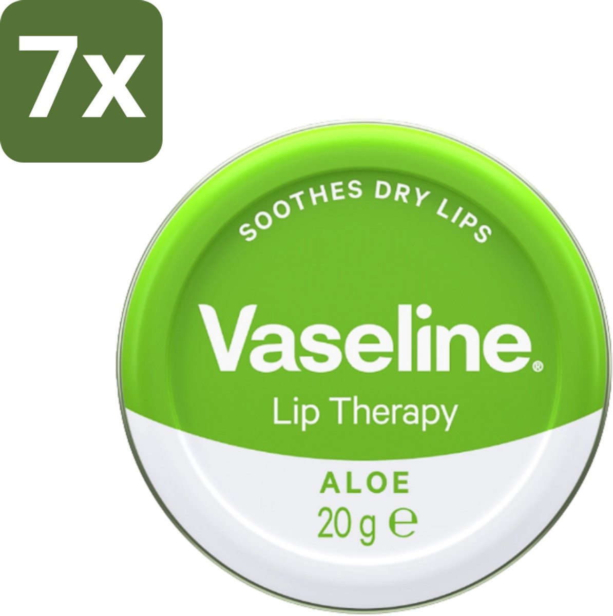 7 x Vaseline - Original Tin - Lip Therapy - Aloë Vera - 20 g - Lippenbalsem - Aloë Vera - Droge Lippen - Lippenverzorging - Vochtigheid