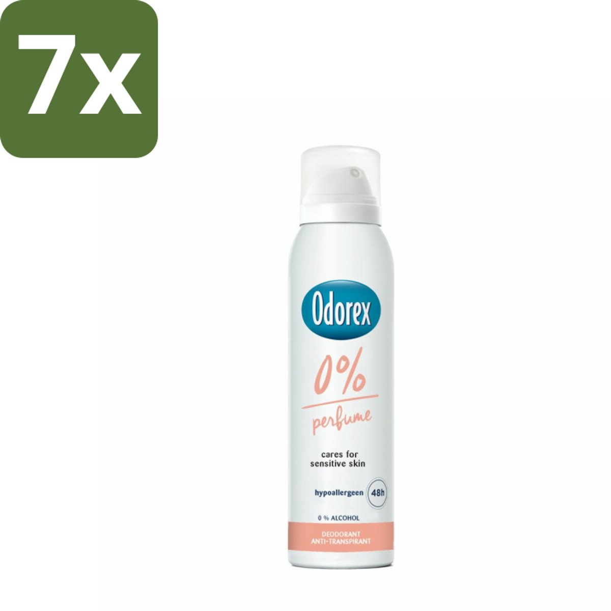 7 x Odorex - Deodorant Spray - 0% Parfum - Zonder Geurstoffen - 150 ml - 0% Parfum - Geurstoffenloos - Deospray - Huidgevoelig - Alcoholvrij