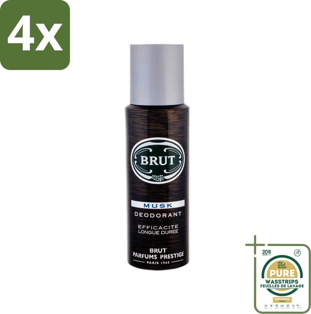 Brut - Deodorant - Spray - Musk - Klassieke mannengeur - 200ml - Voordeelverpakking - 4 stuks - Mannelijke geur - Muskus