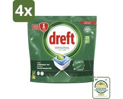 Dreft - Original All In One - Vaatwascapsules - Tegen Aangekoekt Vet - 21 Capsules - Voordeelverpakking - 4 stuks - Reiniging - Vetoplossing