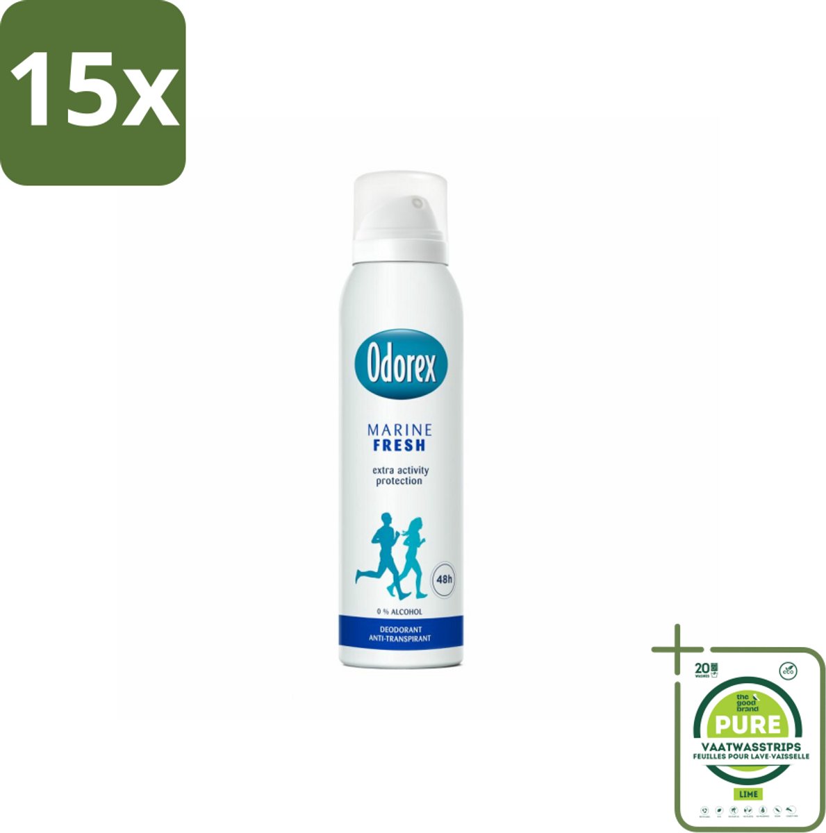 15 x Odorex Deodorant Spray Marine Fresh 150 ml - Grootverpakking - Marine Fris Deospray - Frisheid - Zweetbescherming - Maritieme Geur - Deodorant