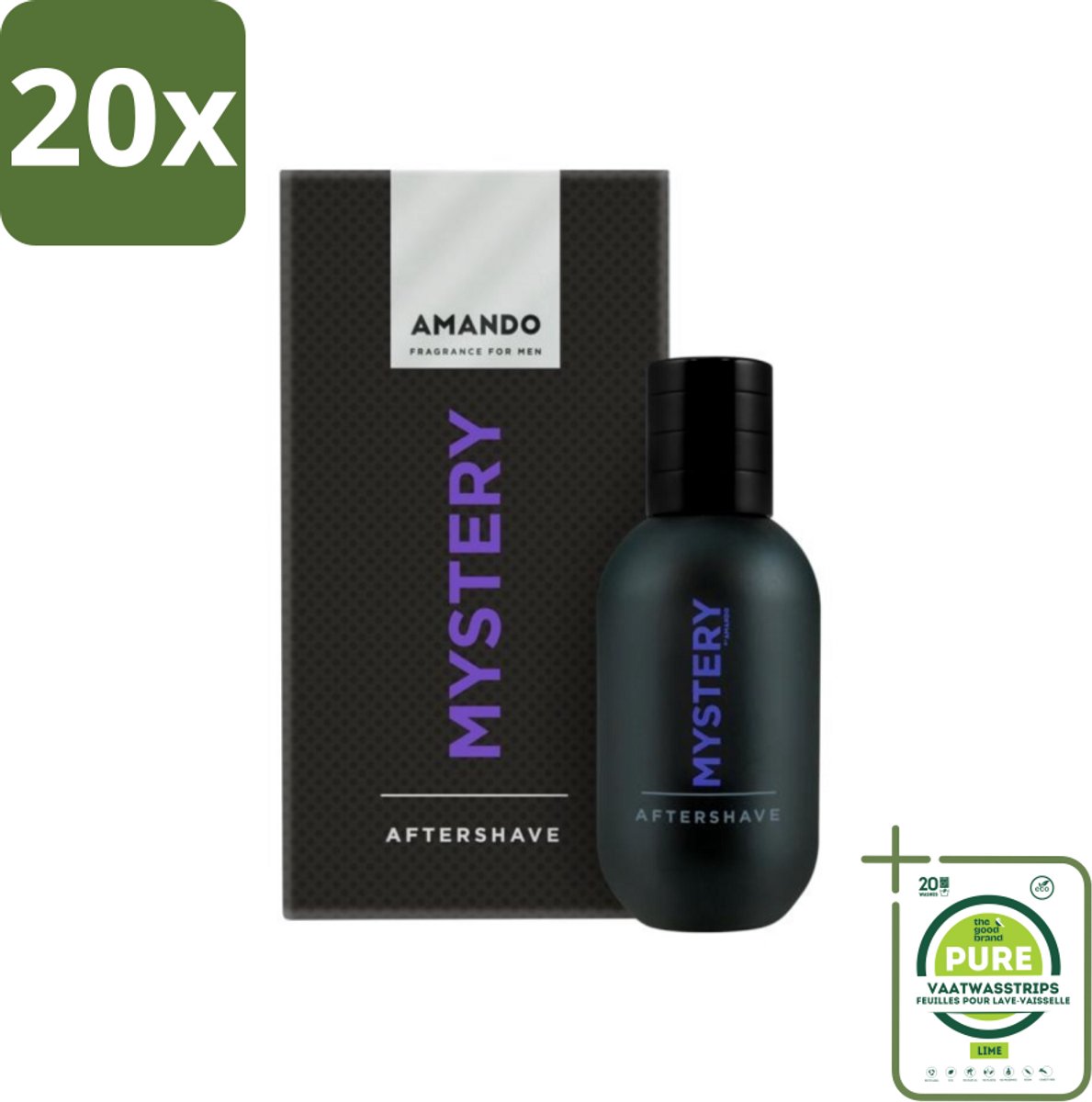 20 x Amando Mystery Aftershave 50 ml - Grootverpakking - Aftershave - Aftershave Voor Mannen - Scheren - Huid Verzorging - Geur
