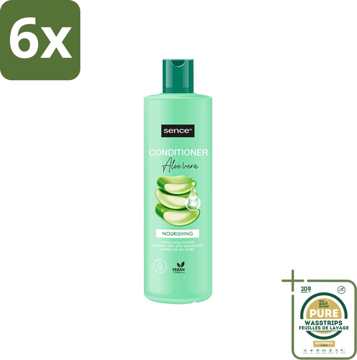 Sence - Aloë Vera - Shampoo - Verzachtend - 400 ml - Voordeelverpakking - 6 stuks - Droog haar - Beschadigd haar