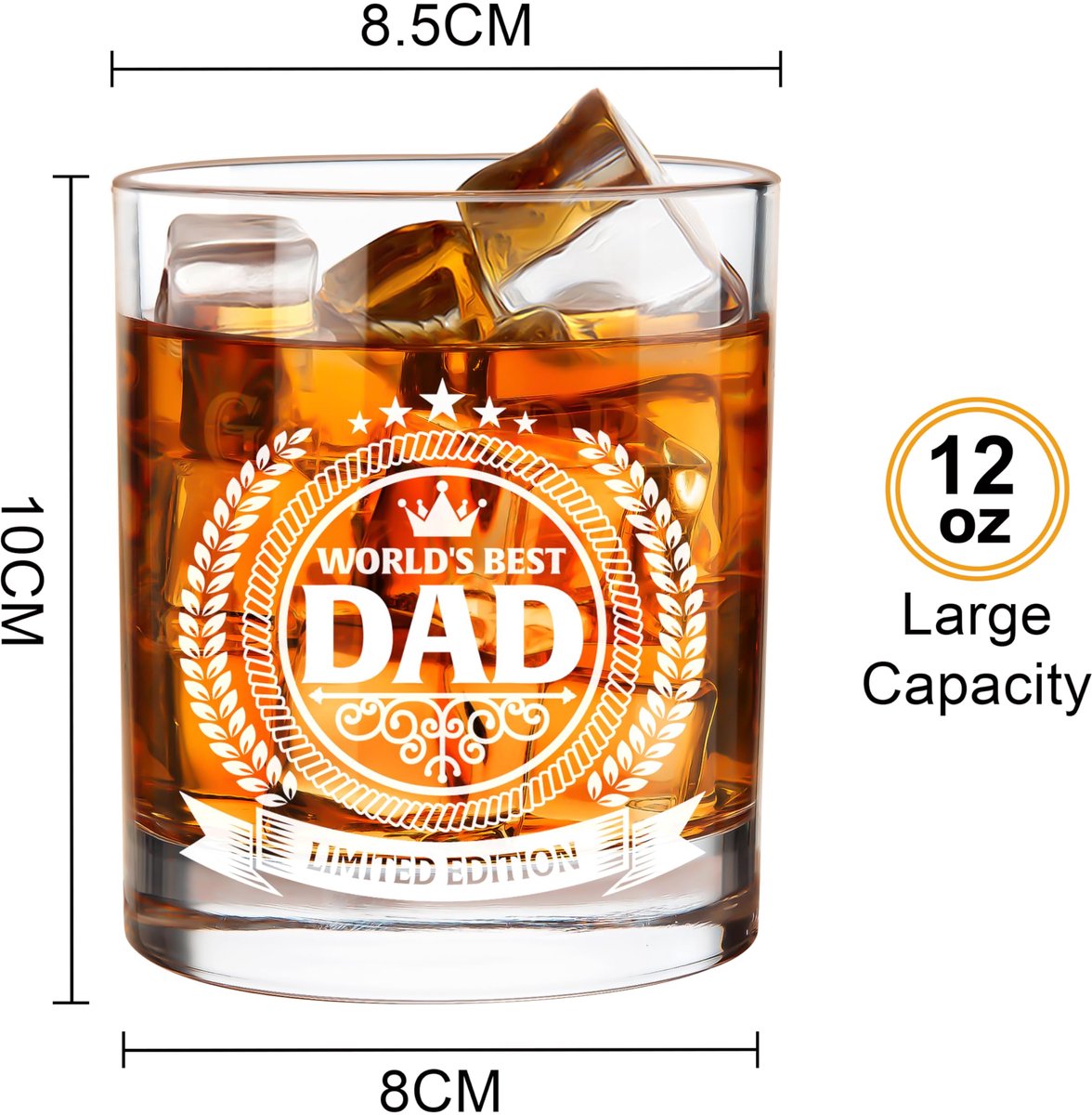 LIGHTEN LIFE Whiskyglas voor vaders, in waardevolle houten doos, premium verjaardagscadeau voor vader, zoon, dochter - ShopVlot