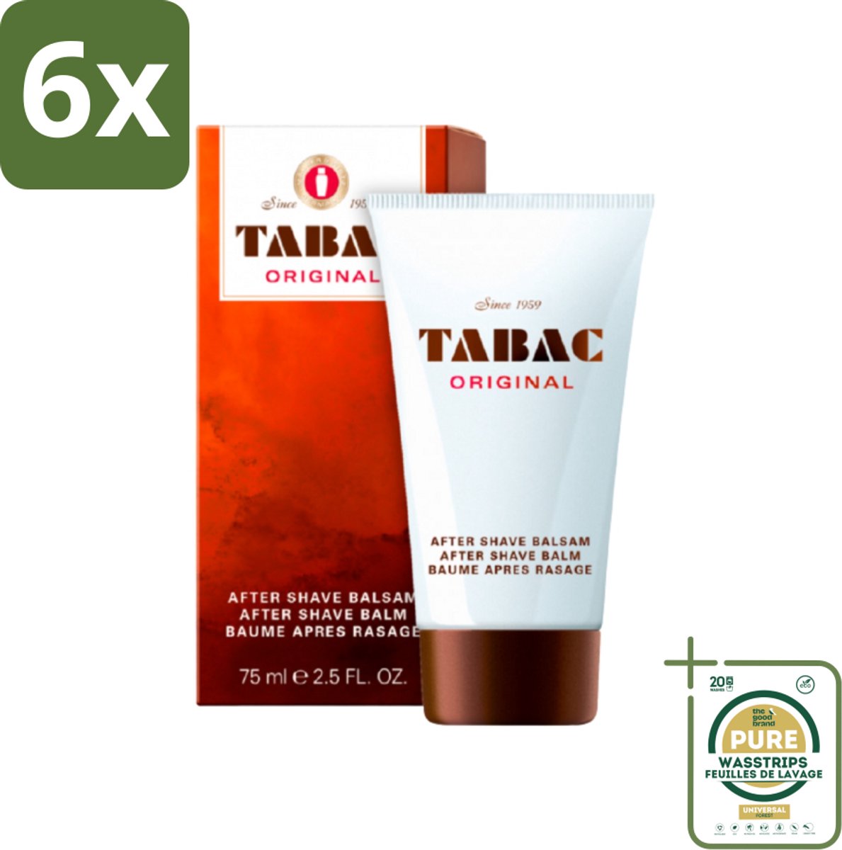 Tabac Original Men - Aftershave Balsem - Verzachtend - 75 ml - Voordeelverpakking - 6 stuks - Scheren na - Droge huid