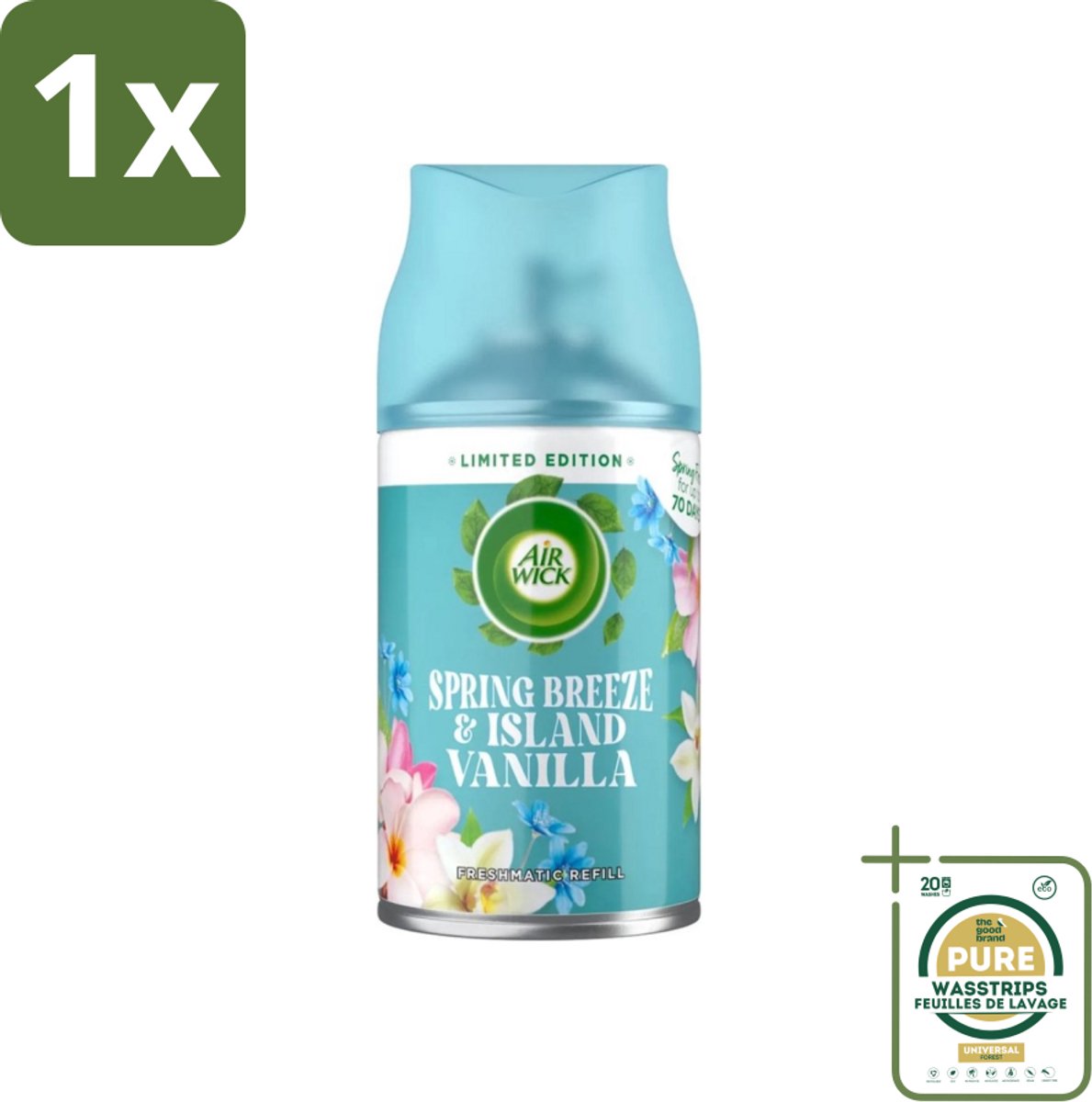 1 x Air Wick - Luchtverfrisser Navulling - Lentebries & Eilandvanille - Automatische Spray - 250 ml- Luchtverfrisser - Navulling - Geur - Lente - Eilandvanille