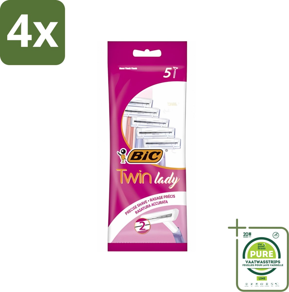 Bic - Twin Lady - Scheermesjes - Dubbel Mesje - Wegwerpmesjes - 5 Scheermesjes - Voordeelverpakking - 4 stuks - Scheermesje - Wegwerpscheermesje