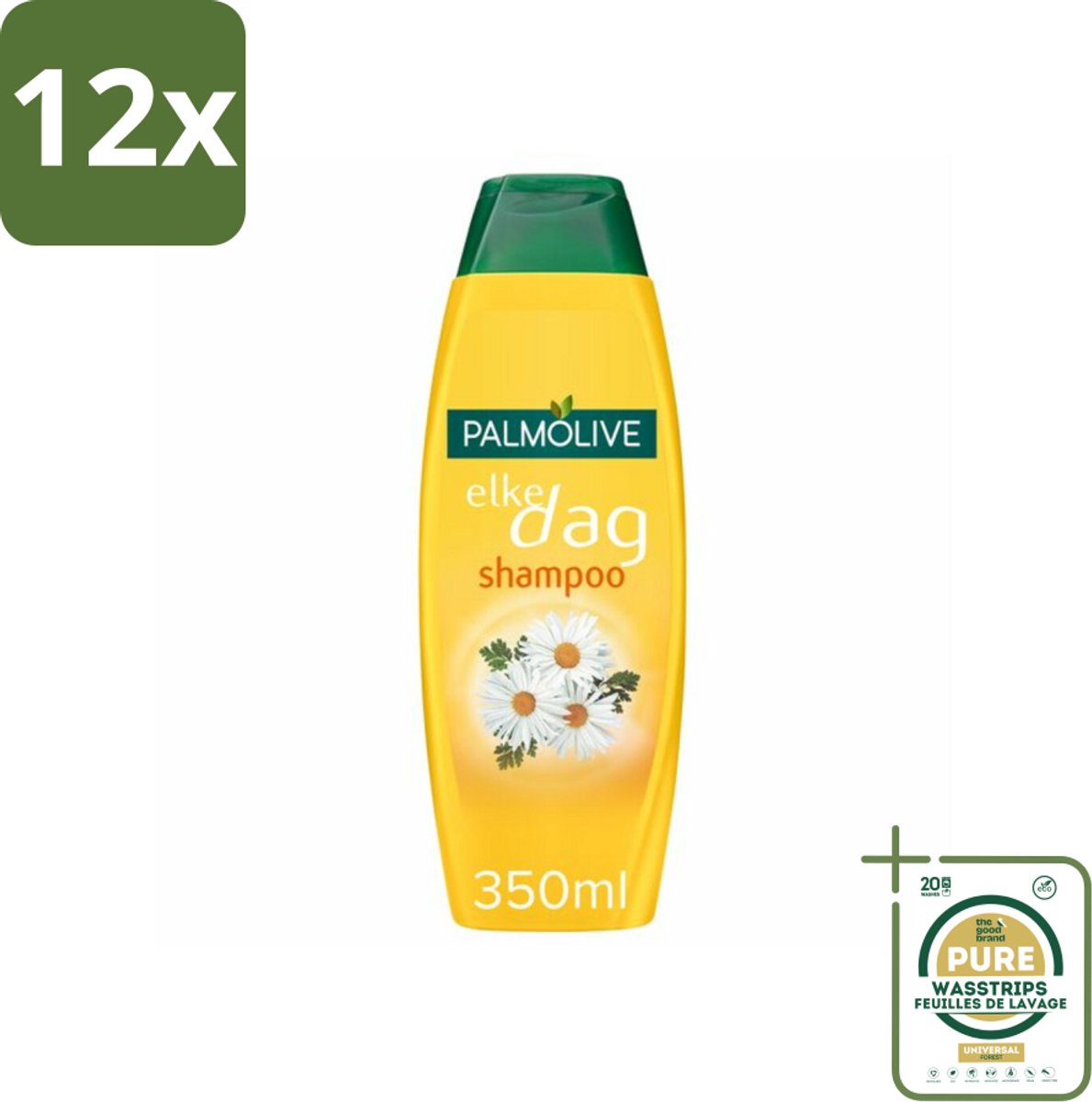 Palmolive Shampoo Elke Dag 350 ml - Voordeelverpakking - 12 stuks - Natuurlijke shampoo - PH-huidneutraal