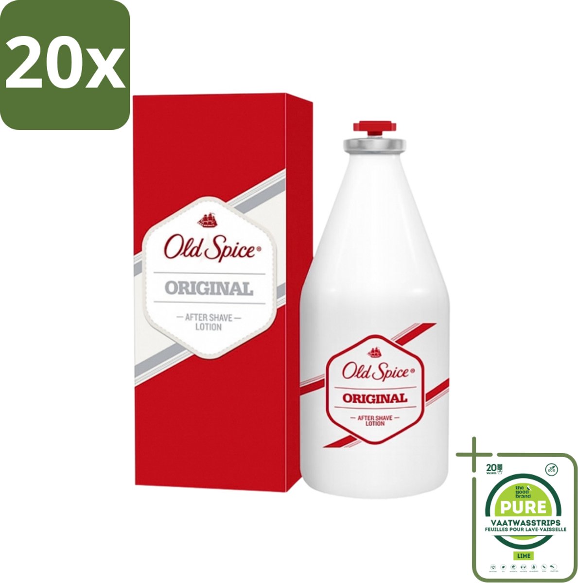 20 x Old Spice - Original - Aftershave Lotion - Verfrissend - 100 ml - Grootverpakking - Aftershave Lotion - Aftershave - Mannelijke Geur - Huid Verzorging - Scheren Na