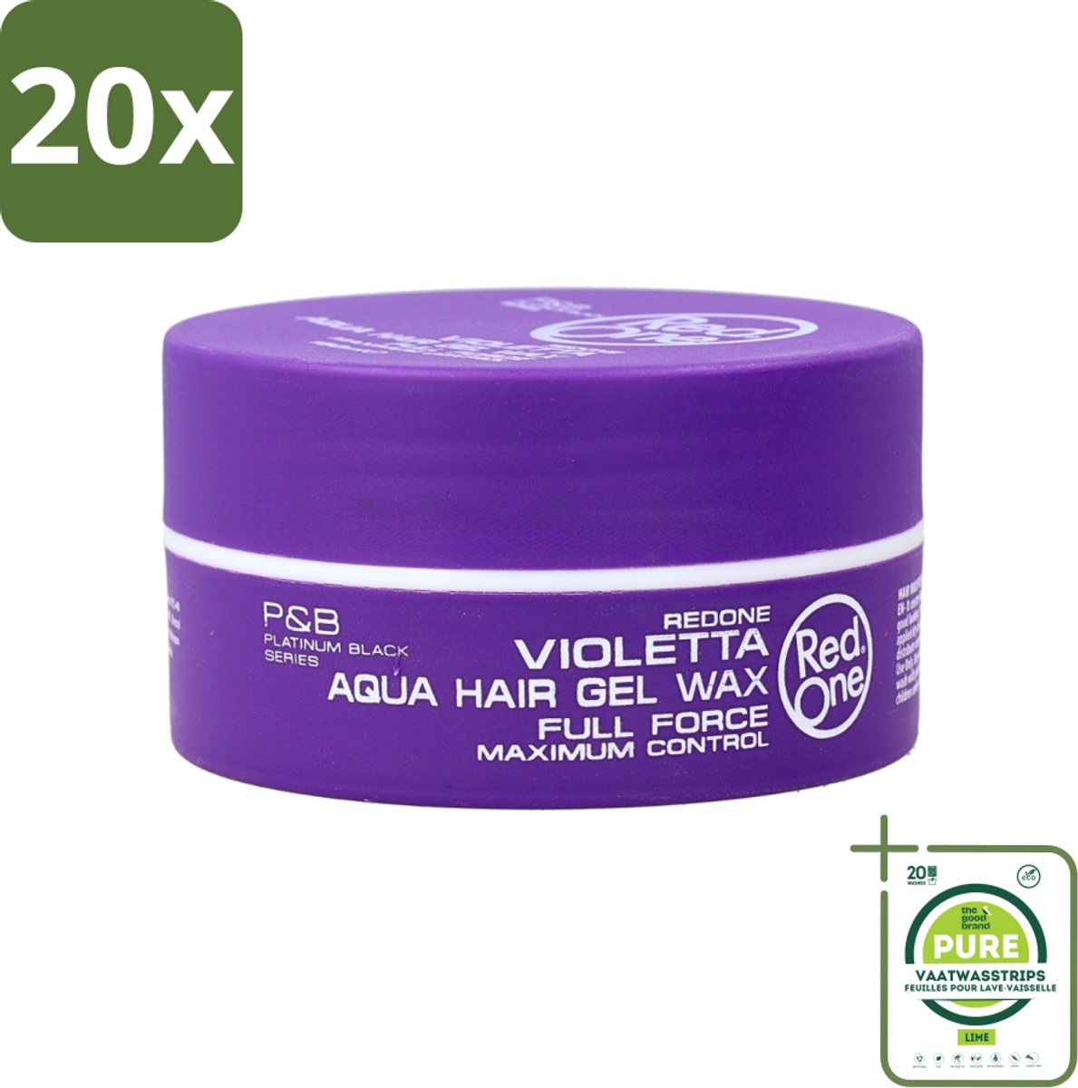 20 x Red One - Haarwax - Quicksilver - Aqua Hair Gel Wax - Voor Sterke Hold & Glans - 150 ml - Grootverpakking - Haarwax - Haartypen - Styling Wax - Haartypen - Haartypen