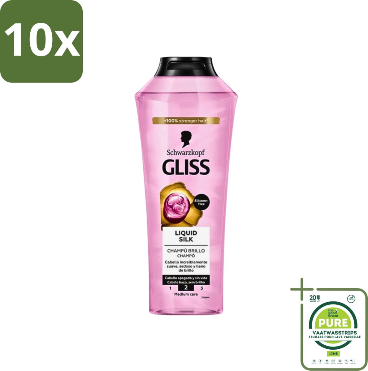 10 x Gliss-Kur - Shampoo - Liquid Silk - Zijdezachte Haarverzorging - 400 ml - Grootverpakking - Zijdezachte Haarschampoo - Haarverzorging - Haarvoeding - Glanzend Haar - Haarstructuur