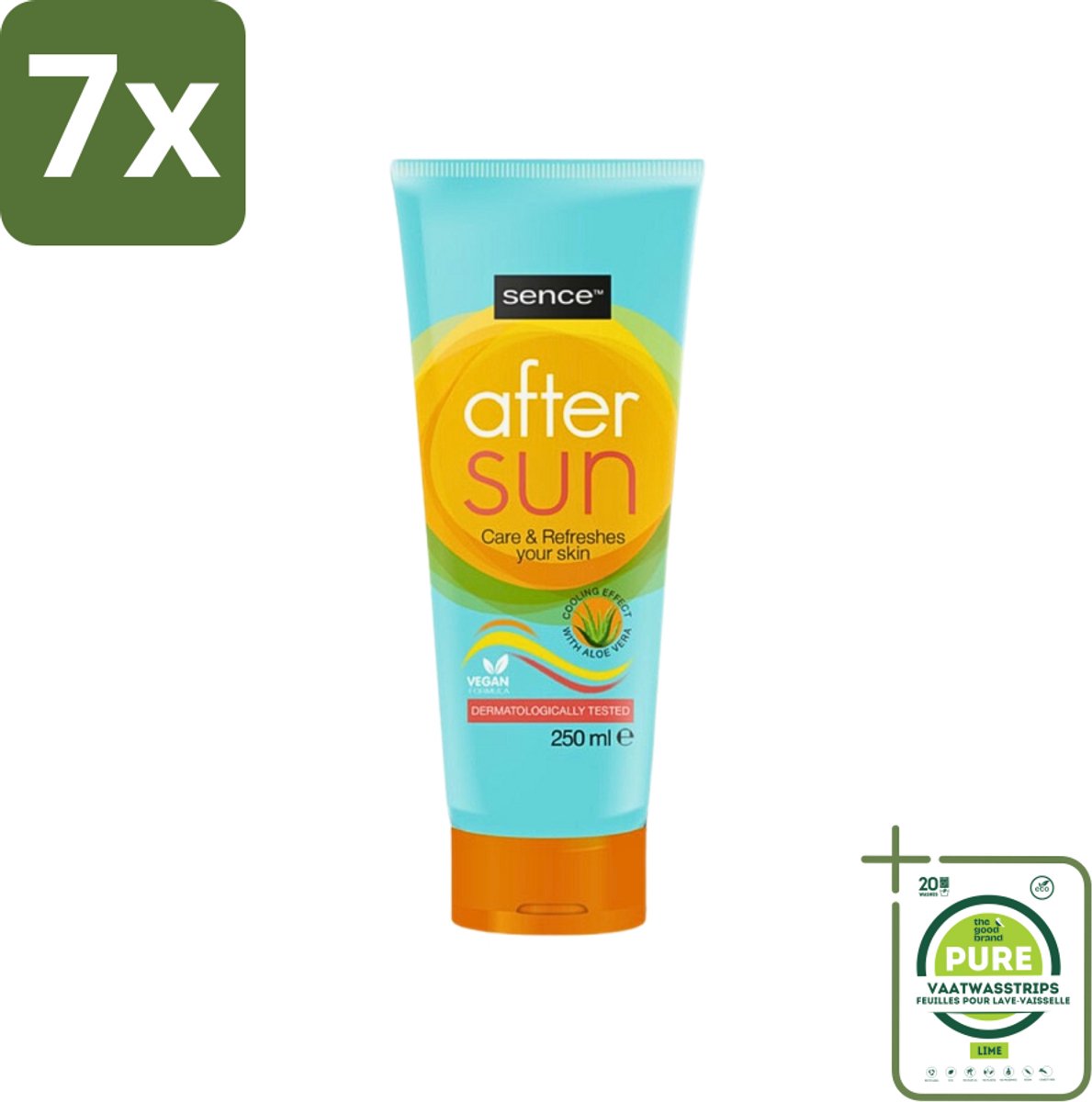7 x Sence - After Sun - Lotion - Kalmerend - 200 ml - Grootverpakking - After Sun Lotion - Zonverbrande Huid - Huid Kalmeren - Aloë Vera - Zomerse Teint