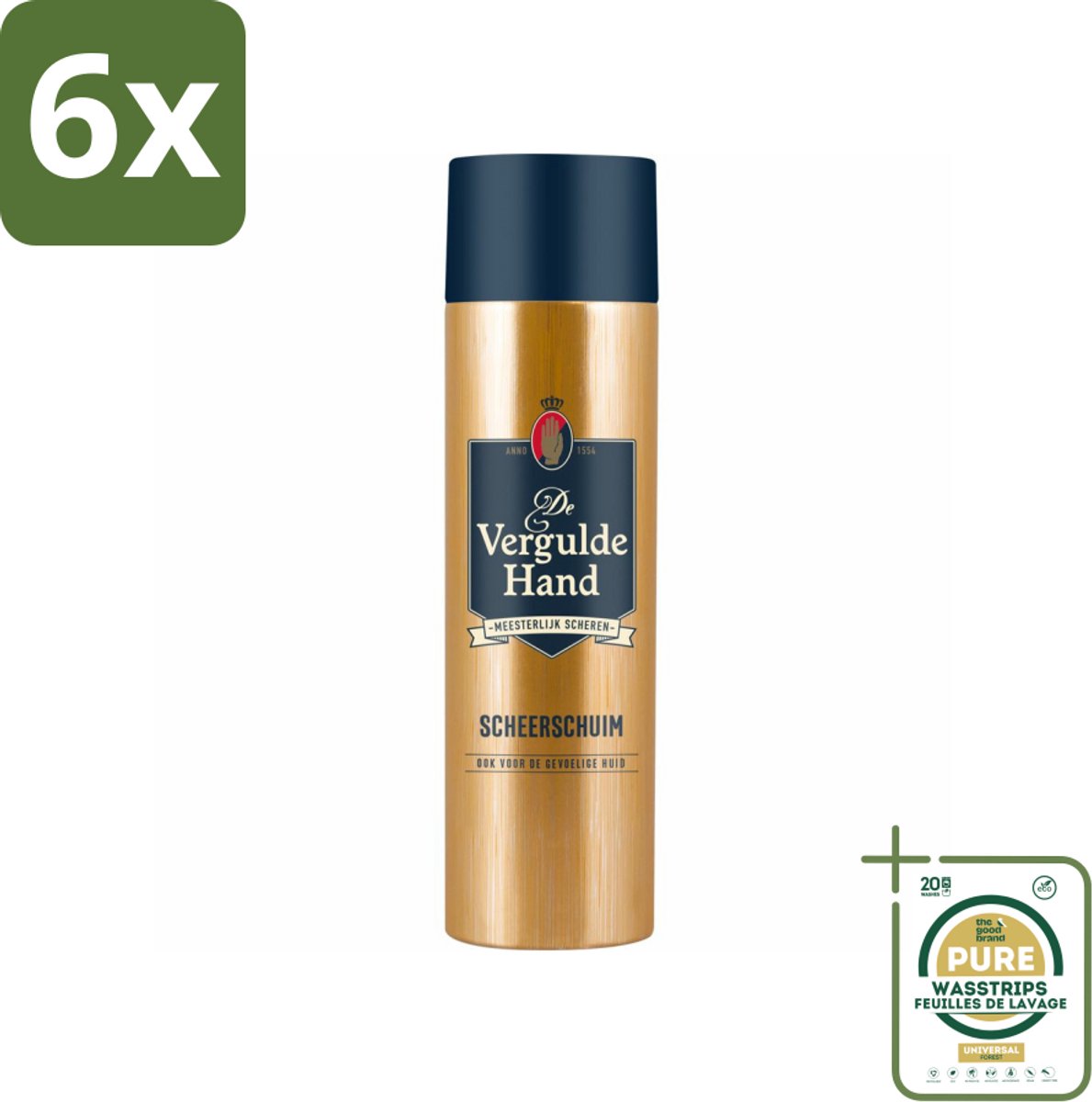Vergulde Hand Scheerschuim 250 ml - Voordeelverpakking - 6 stuks - Glad scheerresultaat - Huidbescherming