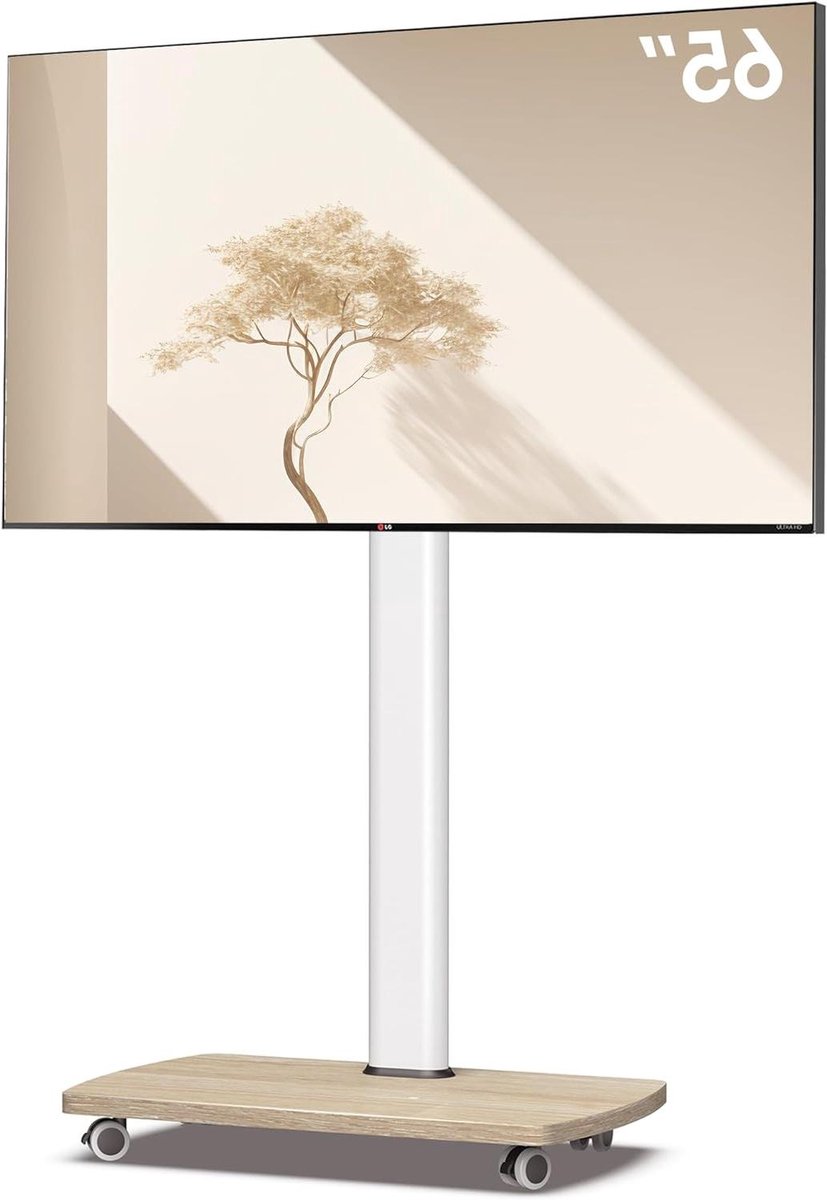 TV standaard - Verrijdbaar meubel - Entertainment thuis - In hoogte verstelbaar - 32-65 inch - Zwart