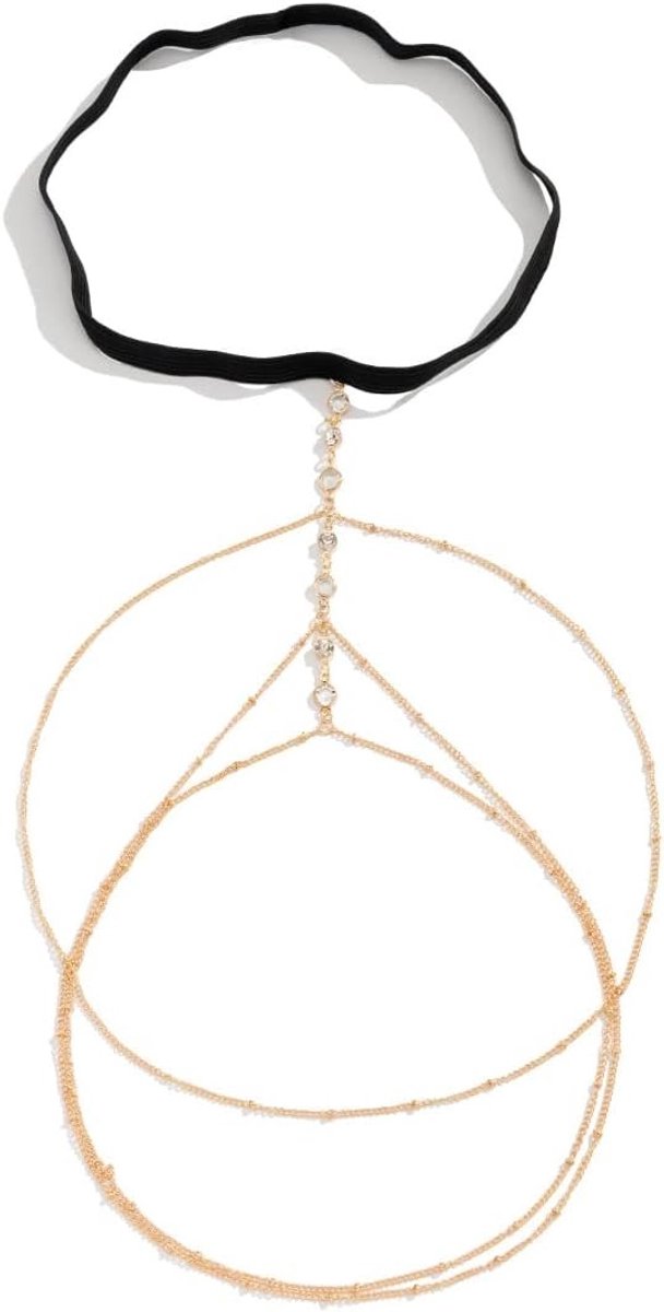 Verleidelijke Gelaagde Kristallen Dij Ketting voor Vrouwen - Elastische Mode Been Ketting, 45cm, Strandaccessoire, Body Chain, Sieraden