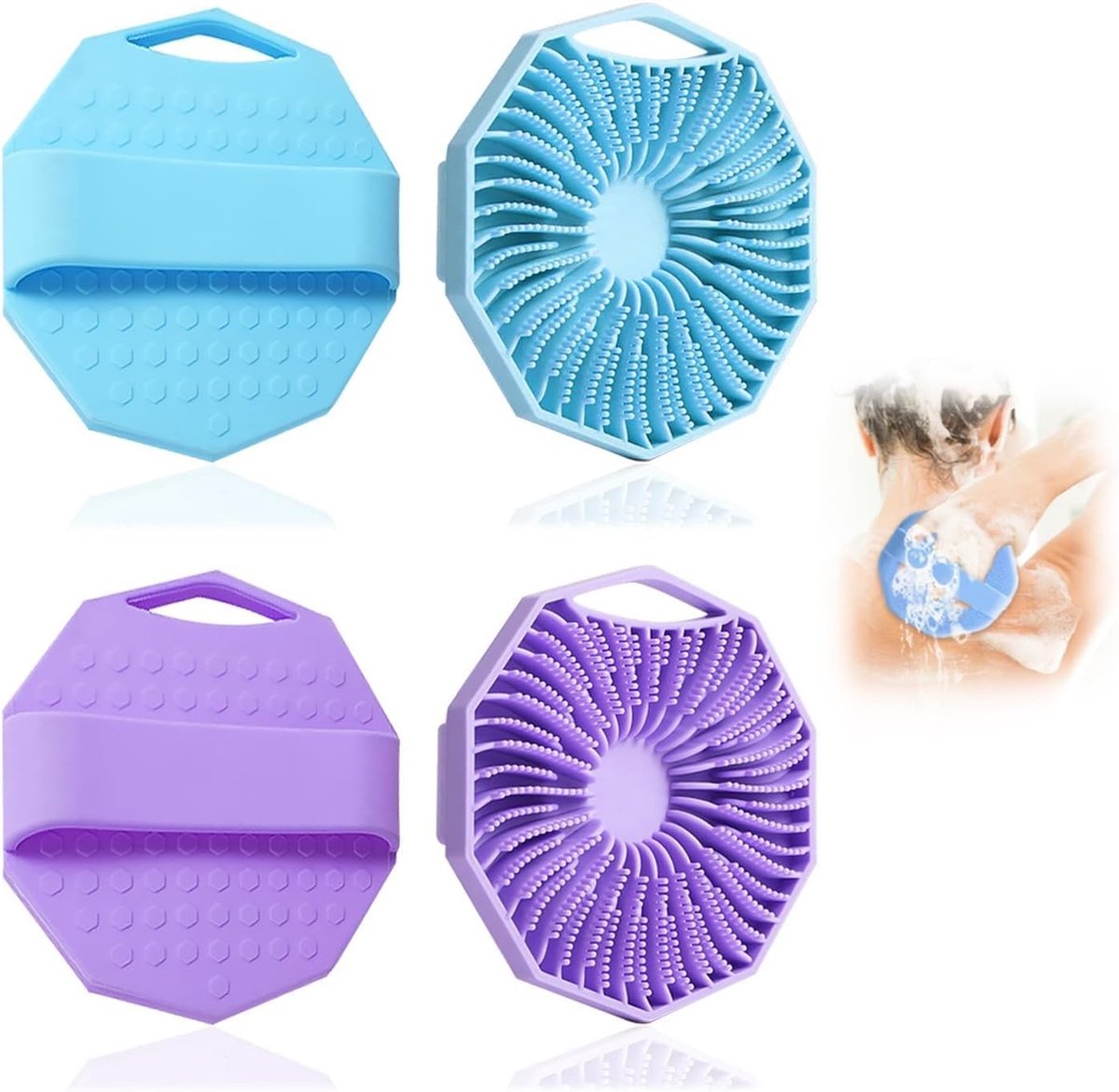 Silicone Lichaamsborstel Set voor Exfoliatie - Antimicrobiële Rugborstel en Handdouche, Ideaal voor Huidreiniging en Massage, Geschikt voor Alle Huidtypes en Vochtige Omstandigheden
