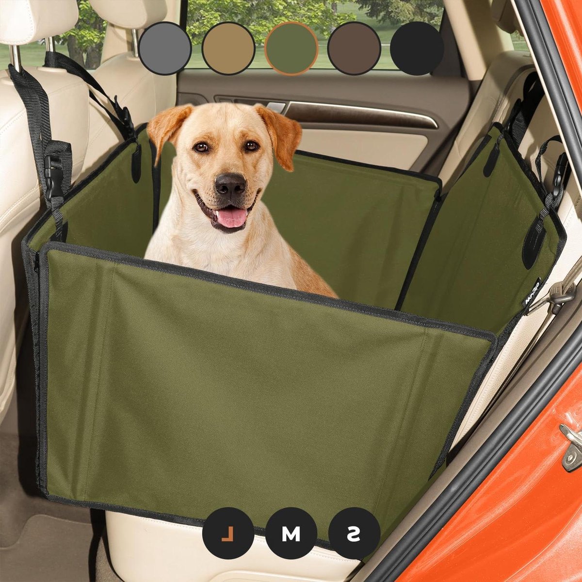 Honden Autostoel - Reis Zitje - Veilig Vervoer - Extra Stabiel Ontwerp - Voor Middelgrote Honden - Khaki