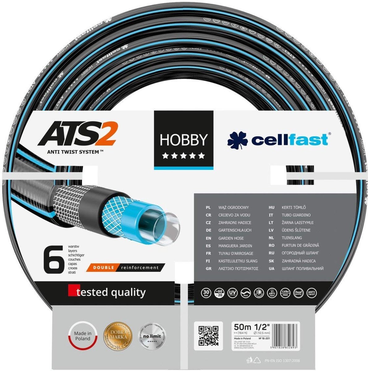 Solidchoice - Robuuste Tuinslang met 6 Laags Constructie, 50m