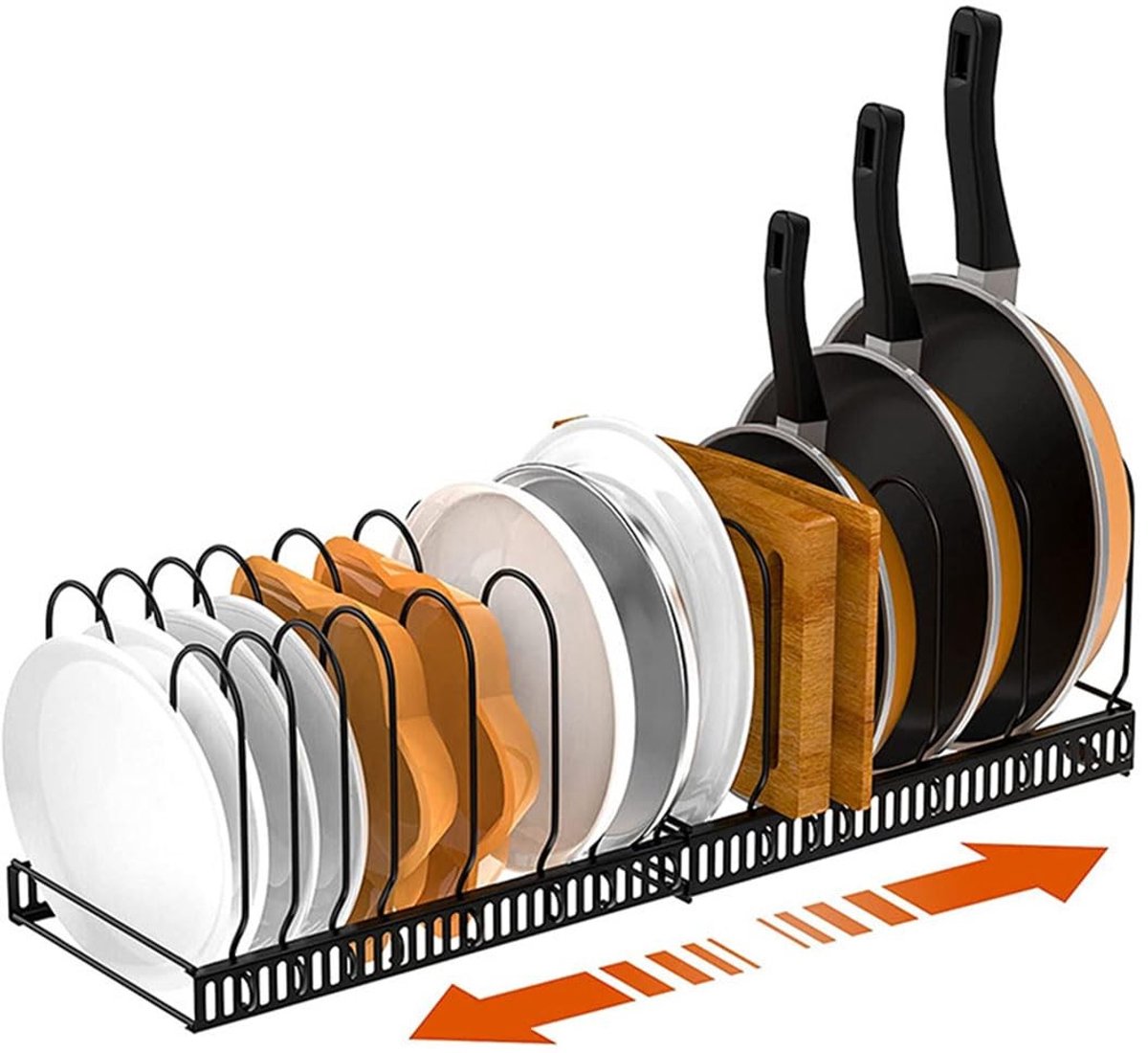 Solidchoice - Panlidhouder met 10 Verstelbare Compartementen, Zwart
