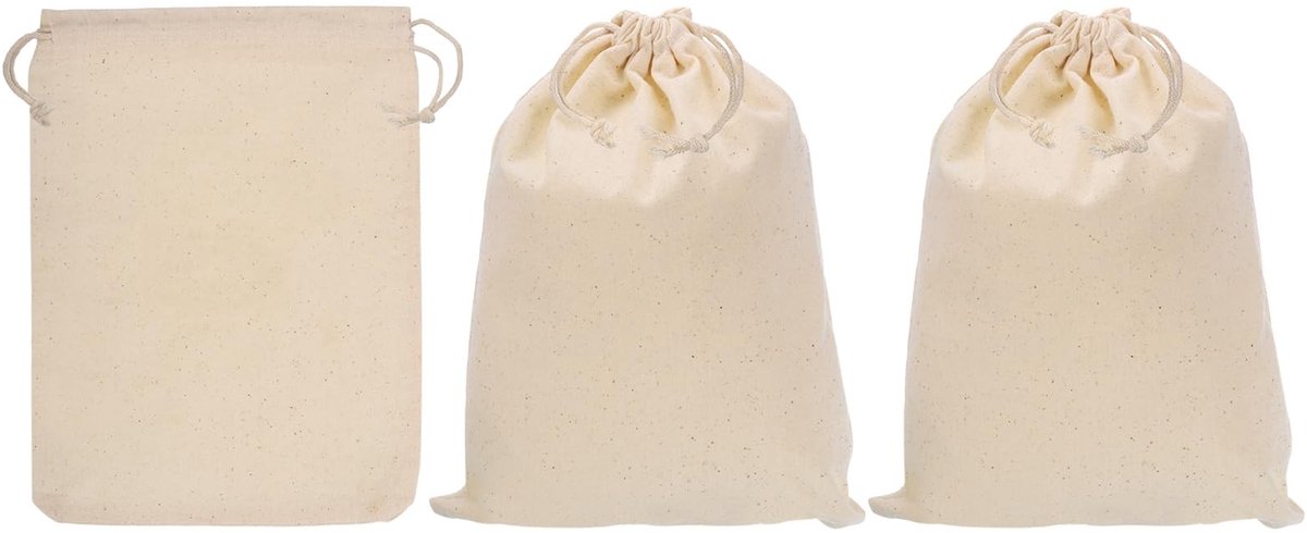 Solidchoice - 3 Stuks Beige Munt Geldzakjes met Trekkoord