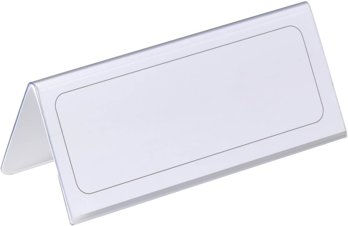 Solidchoice - Tafelnaambord 61/122 x 150 mm, Transparant met Witte Papieren Inzet, Set van 25