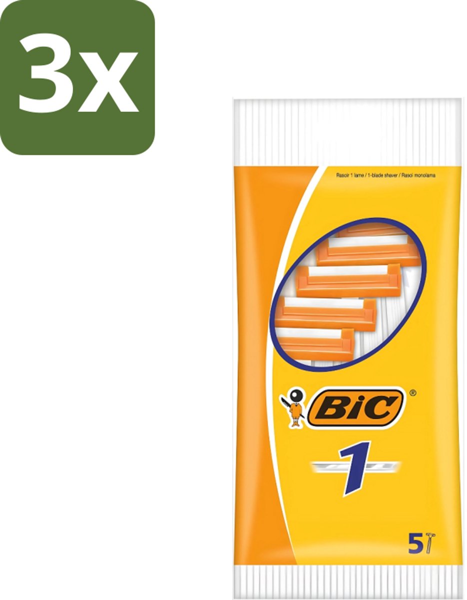 Bic - Scheermesjes - Enkel Mesje - Wegwerpmesjes - 5 Scheermesjes - Bulkverpakking - 3 stuks