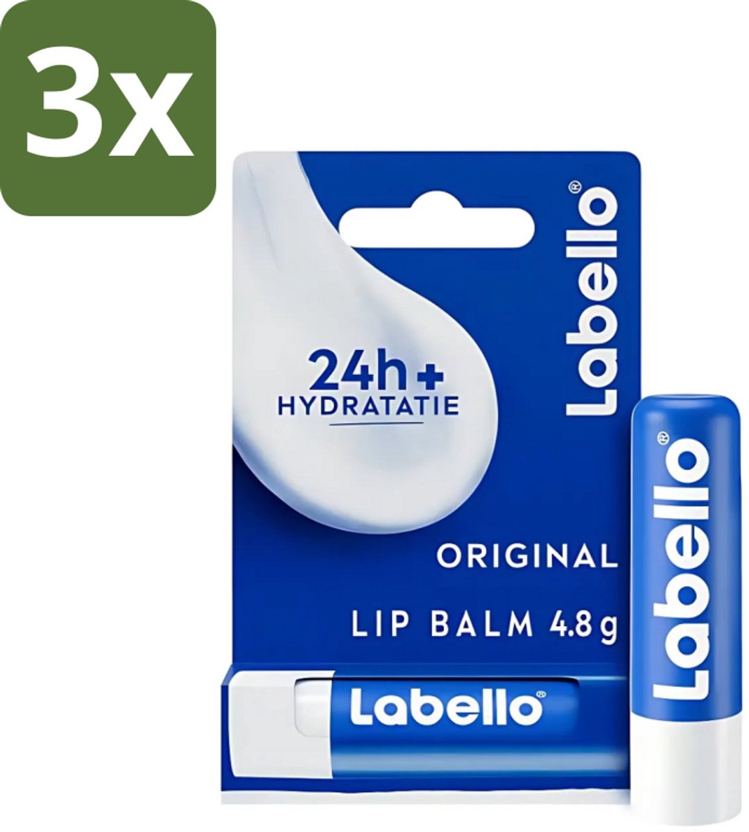 Labello - Original - Lippenbalsem - Hydraterend - Stick - 4.8 g - Bulkverpakking - 3 stuks