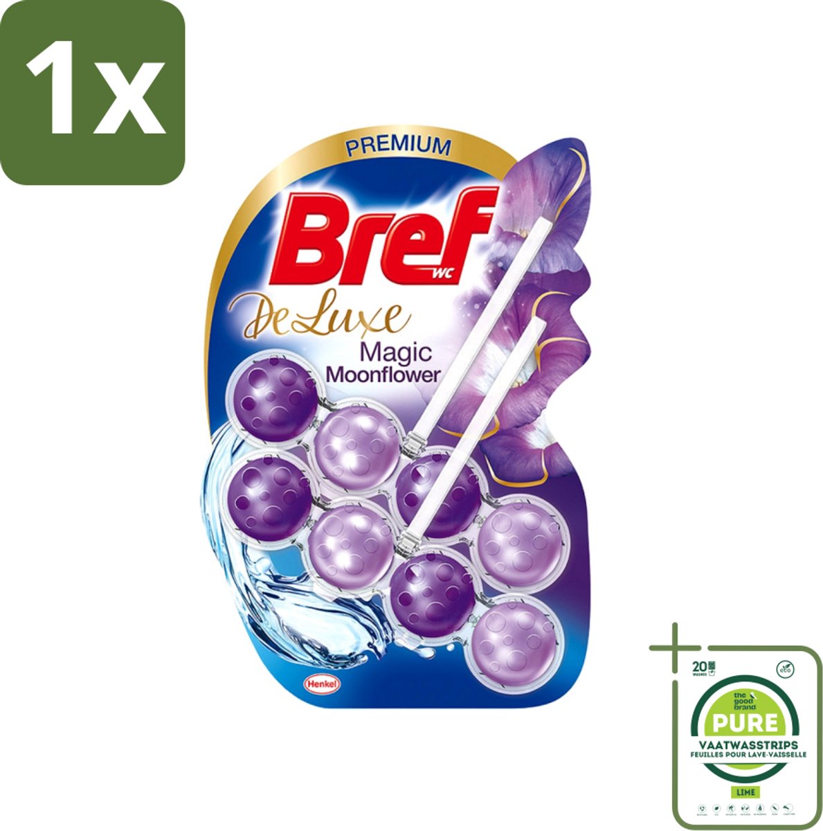 1 x Bref WC De Luxe - Toiletblok - Magic Moonflower - 2 Blokken - Toiletblok - Toiletverzorging - Premium Geur - Frisse Geur - Anti-kalk