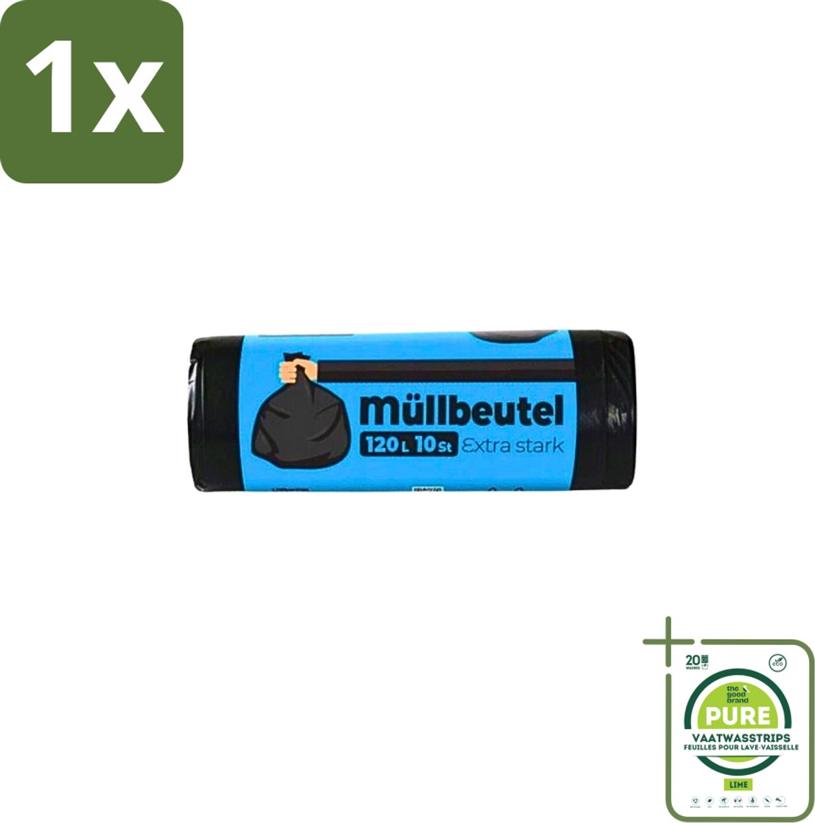 1 x Deluxe - Vuilzakken - Stevig & Ruim - 10 Vuilniszakken - 120L - Vuilzakken - Afvalzakken - Vuilniszakken - 120 Liter - Stevige Vuilzakken
