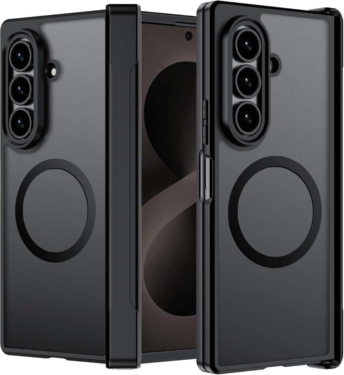 Zandarix Hoesje Geschikt voor Samsung Galaxy Z Fold 8 Ultra - Geschikt voor Mag - Acryl - Flexibele Siliconen - Matte Back Cover Hoesje - Zwart
