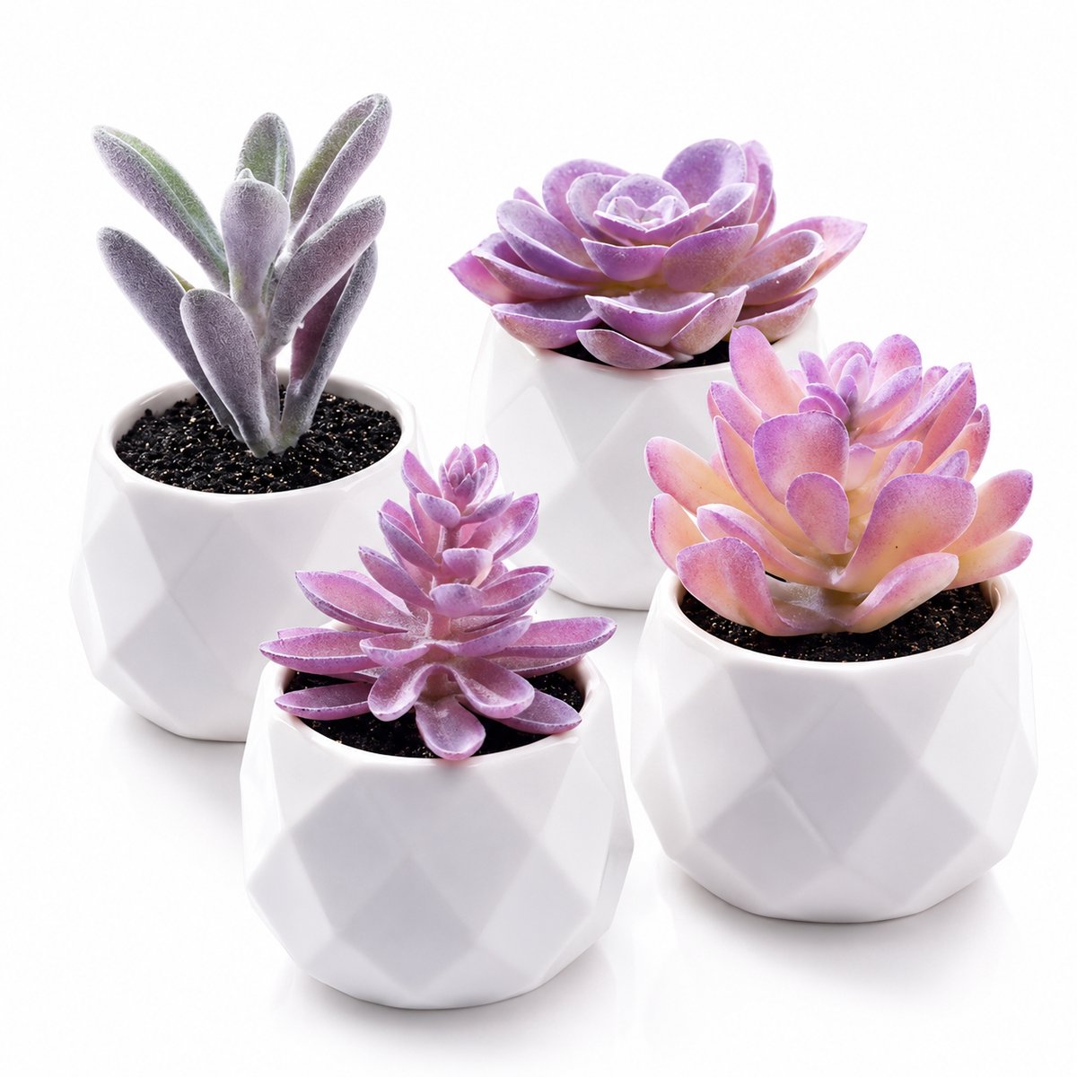 BOTC Kunstplant in pot - 4 stuks - Kleine Kunstplanten - Succulenten - Kamer Decoratie - Nep planten voor Binnen en Buiten