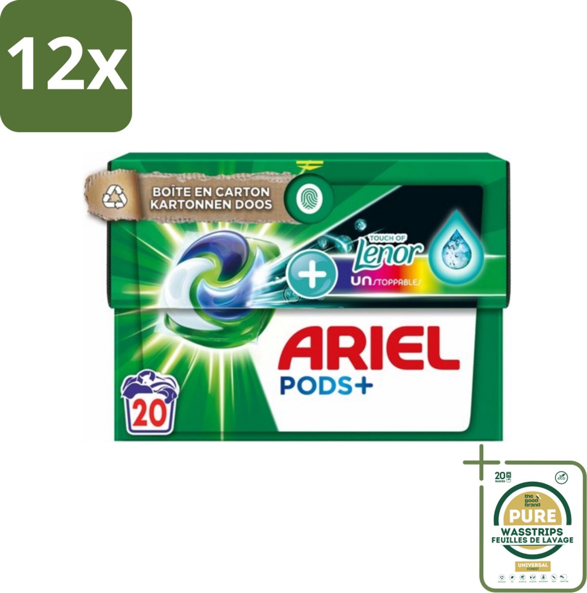 Ariel Original - Touch of Lenor Unstoppables - Wasmiddelcapsules - Pods+ - Gekleurde Was - 20 Wasbeurten - Voordeelverpakking - 12 stuks - Wascapsules - Gekleurde was