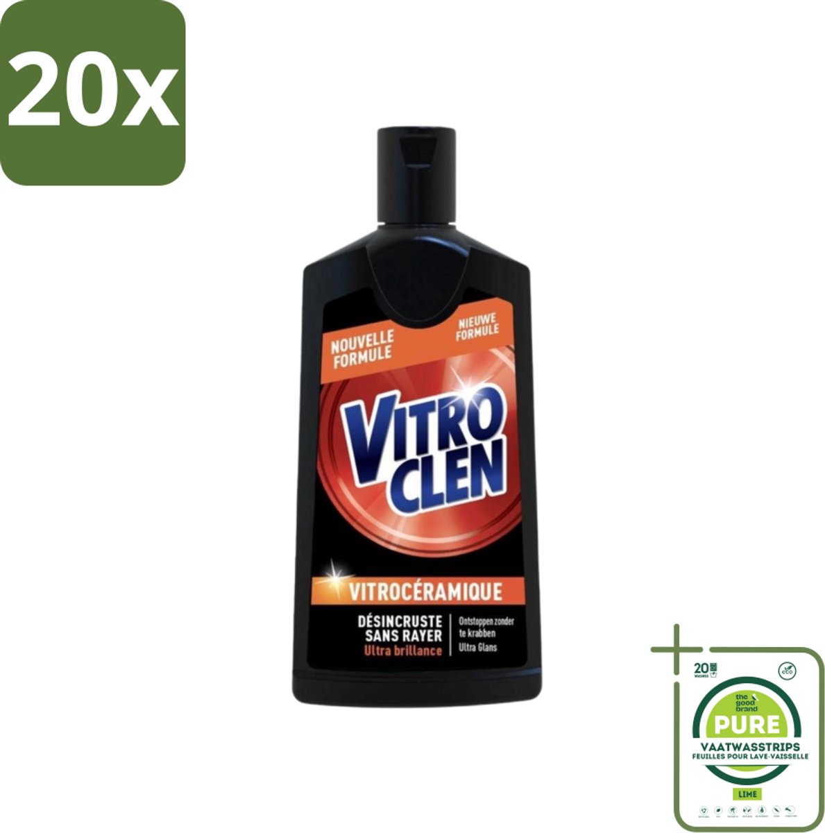 20 x Vitroclen - Kookplaatreiniger - Keramisch & Inductie - Ultra Glans - 310 ml - Grootverpakking - Kookplaat Reiniger - Keramische Kookplaat - Inductie Kookplaat - Ultra Glans - Kookplaat Schoonmaken