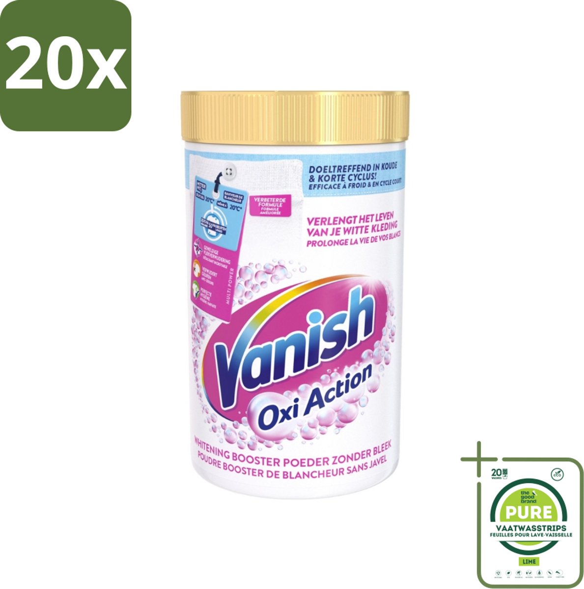 20 x Vanish Oxi Action - Vlekkenverwijderaar Poeder - Zonder Bleek - Witte Was - 1.5 Kg - Grootverpakking - Vlekkenverwijderaar - Witwas - Wasverzachter - Vlekken Verwijderen - Witwasmiddel