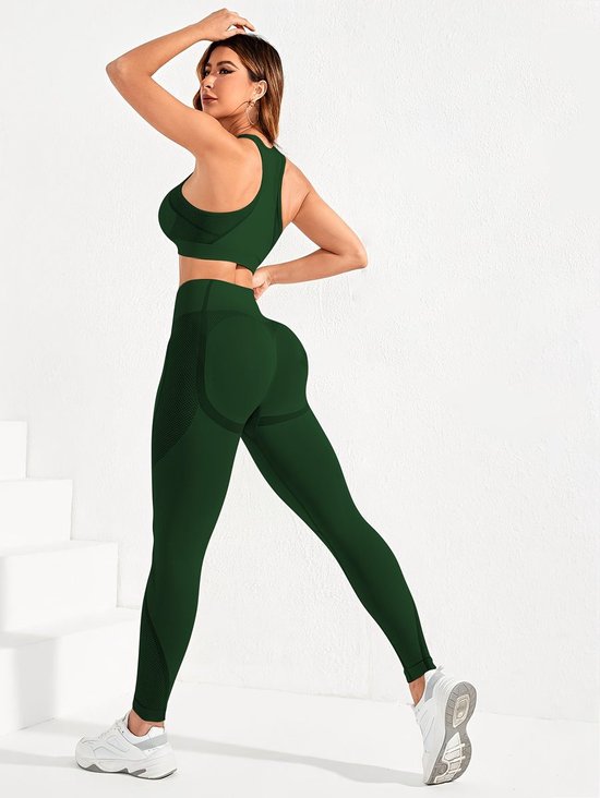Currero Pilates Pak Dames - Yoga - Buttshaper - Gym - Fitness - Butt Lift - Bil Vergrotend - Heup Liftend - Yogakleding - Donkergroen S — afbeelding 5