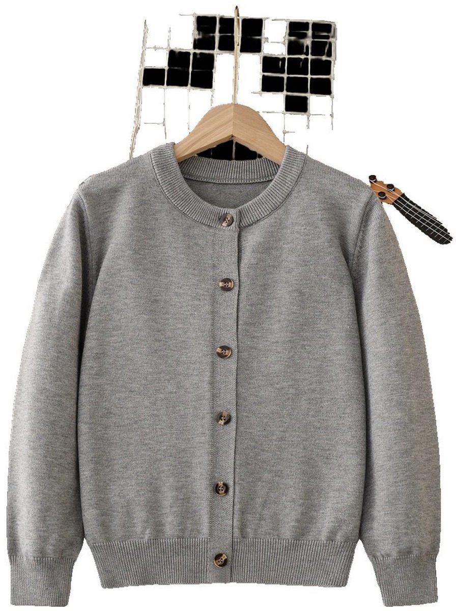 Currero Cardigan Jongens Vest Jongen Met Knopen Kinderen Warm Gebreid Vest Long 5-6 Jaar Grijs