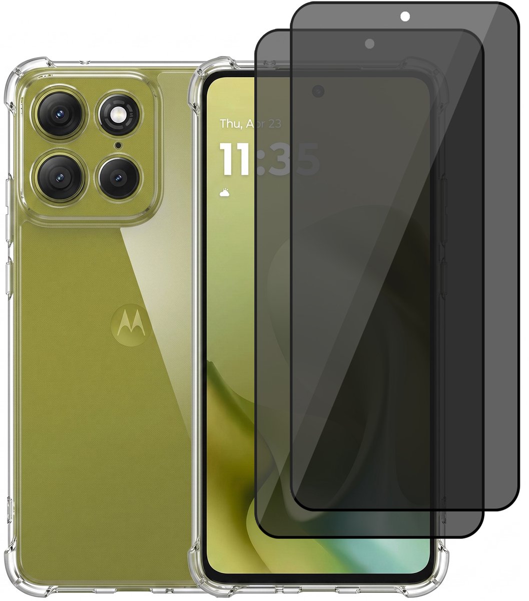 Hoesje geschikt voor Motorola Moto G86 / G86 Power – CrystalClear Back Cover – Schokbestendig – 2 Stuks Privacy Screenprotector Full Cover