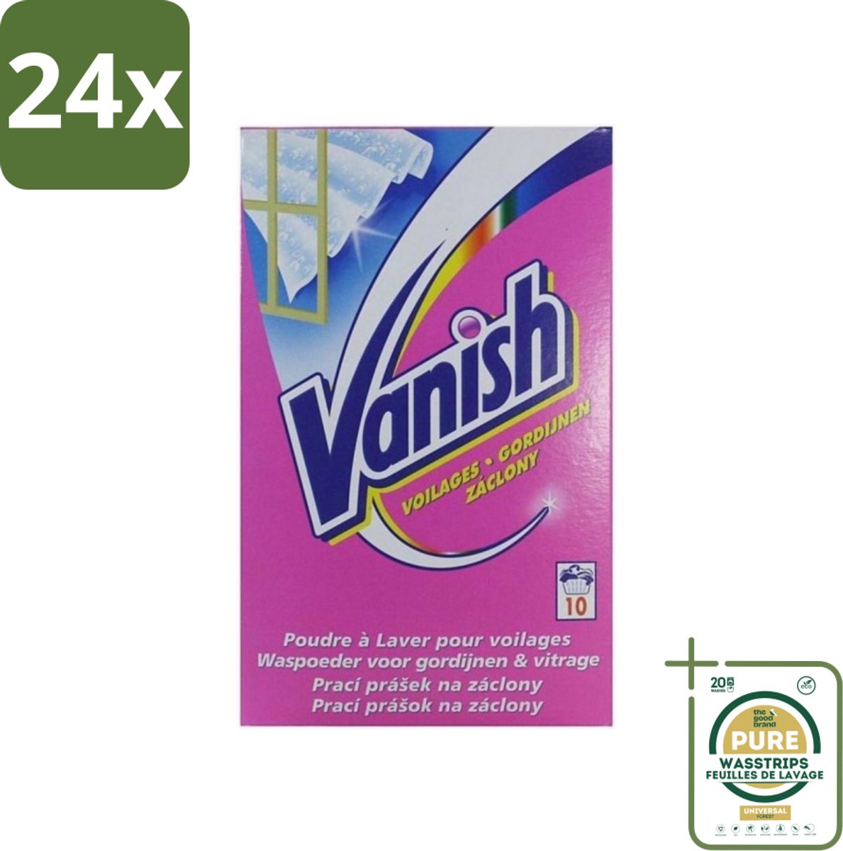 Vanish Gordijnen - Waspoeder - Voor Gordijnen & Vitrage - 10 Wasbeurten - Voordeelverpakking - 24 stuks - Vitrage reinigen - Vlekken verwijderen gordijnen