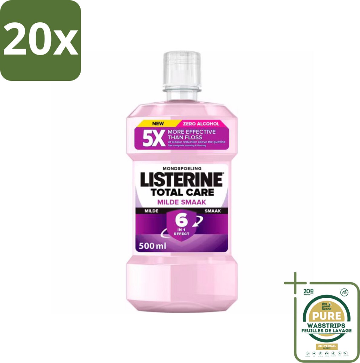 20 x Listerine – Mondwater – Total Care – Extra mild – 500 ml - Grootverpakking - Koffiezetapparaat